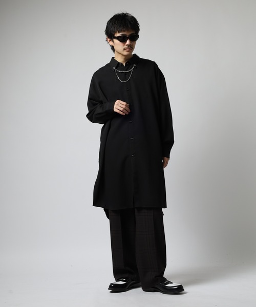 FUNALIVE(ファンアライブ)の「ストレッチTRチェーン付きLONGシャツ 長袖(シャツ/ブラウス・メンズ・ホワイト/ブラック・F)」の19枚目の写真