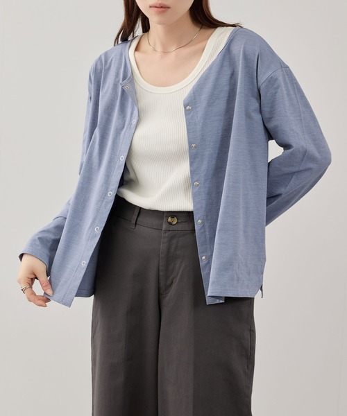 NAVY(ネイビー)の「【SARARI /サラリ】 天竺 UVカット 吸水速乾 リングスナップボタン カーディガン(カーディガン/ボレロ・レディース・ブルー/ブラック/ホワイト・M/L/XL)」の17枚目の写真