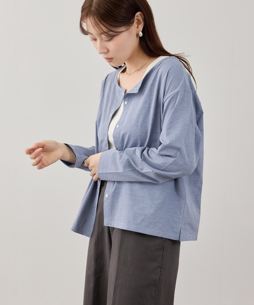 NAVY(ネイビー)の「【SARARI /サラリ】 天竺 UVカット 吸水速乾 リングスナップボタン カーディガン(カーディガン/ボレロ・レディース・ブルー/ブラック/ホワイト・M/L/XL)」の18枚目の写真