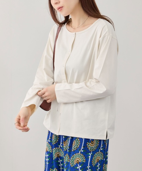 NAVY(ネイビー)の「【SARARI /サラリ】 天竺 UVカット 吸水速乾 リングスナップボタン カーディガン(カーディガン/ボレロ・レディース・ブルー/ブラック/ホワイト・M/L/XL)」の20枚目の写真