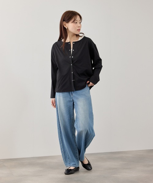 NAVY(ネイビー)の「【SARARI /サラリ】 天竺 UVカット 吸水速乾 リングスナップボタン カーディガン(カーディガン/ボレロ・レディース・ブルー/ブラック/ホワイト・M/L/XL)」の7枚目の写真