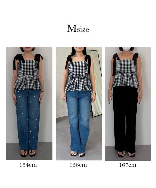 prose verse（プロズヴェール）の「肩リボンギンガムチェックビスチェ（シャツ/ブラウス・レディース・ブラック・LARGE/MEDIUM）」の2枚目の写真