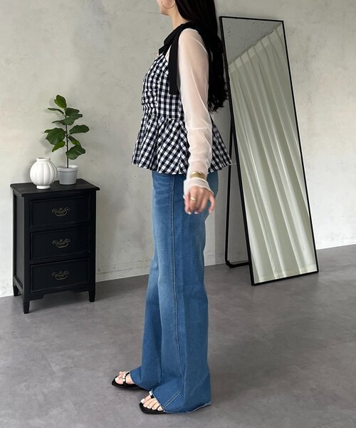 prose verse（プロズヴェール）の「肩リボンギンガムチェックビスチェ（シャツ/ブラウス・レディース・ブラック・LARGE/MEDIUM）」の18枚目の写真