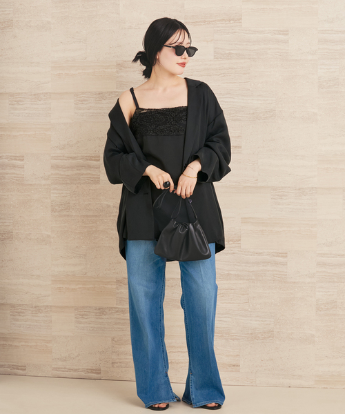 plage（プラージュ）の「Linen mix lace キャミソール（キャミソール・レディース・ブラック/ベージュ・FREE）」の5枚目の写真