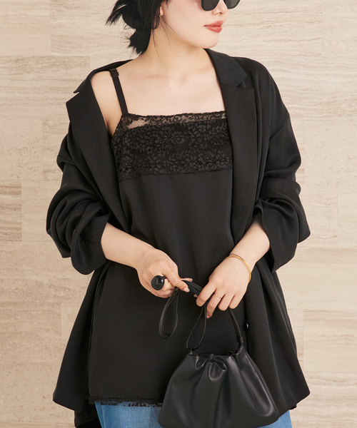 plage（プラージュ）の「Linen mix lace キャミソール（キャミソール・レディース・ブラック/ベージュ・FREE）」の8枚目の写真