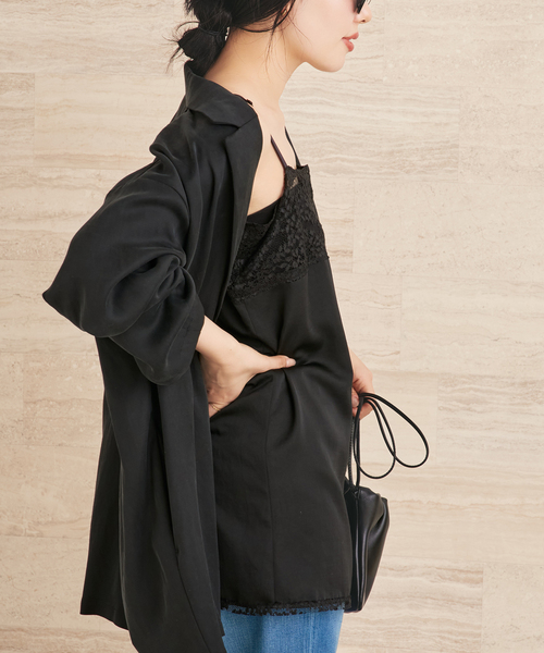 plage（プラージュ）の「Linen mix lace キャミソール（キャミソール・レディース・ブラック/ベージュ・FREE）」の9枚目の写真