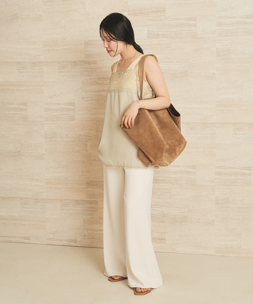 plage(プラージュ)の「Linen mix lace キャミソール(キャミソール・レディース・ブラック/ベージュ・FREE)」の3枚目の写真