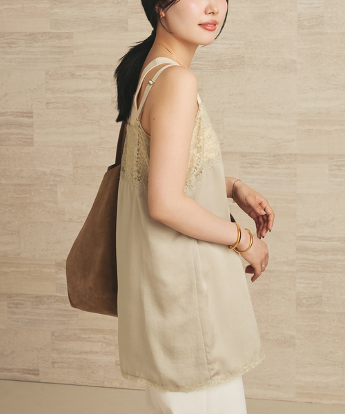 plage(プラージュ)の「Linen mix lace キャミソール(キャミソール・レディース・ブラック/ベージュ・FREE)」の6枚目の写真