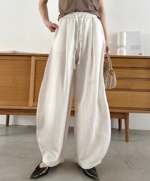 Eclat one(エクラワン)の「【Eclat one】ウエストゴム ドロスト リラックス イージー ワイド パンツ(その他パンツ・レディース・ネイビー/カーキ/アイボリー・L/M)」の12枚目の写真