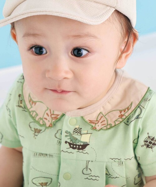 SLAP SLIP BABY(スラップスリップベビー)の「【お揃い】襟モチーフ総柄ロンパースベビー(60~80cm)(ロンパース・キッズ・グリーン系その他/ホワイト系その他・60cm/80cm/70cm)」の14枚目の写真