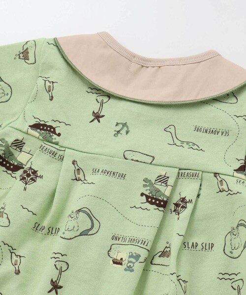 SLAP SLIP BABY(スラップスリップベビー)の「【お揃い】襟モチーフ総柄ロンパースベビー(60~80cm)(ロンパース・キッズ・グリーン系その他/ホワイト系その他・60cm/80cm/70cm)」の4枚目の写真