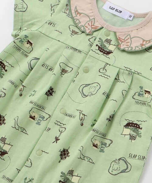 SLAP SLIP BABY(スラップスリップベビー)の「【お揃い】襟モチーフ総柄ロンパースベビー(60~80cm)(ロンパース・キッズ・グリーン系その他/ホワイト系その他・60cm/80cm/70cm)」の5枚目の写真