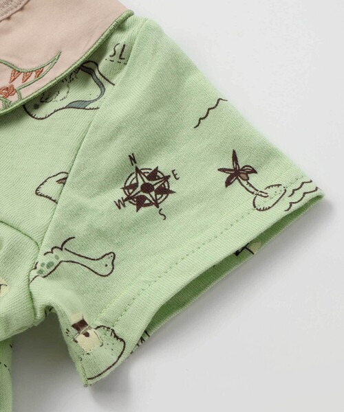 SLAP SLIP BABY(スラップスリップベビー)の「【お揃い】襟モチーフ総柄ロンパースベビー(60~80cm)(ロンパース・キッズ・グリーン系その他/ホワイト系その他・60cm/80cm/70cm)」の6枚目の写真