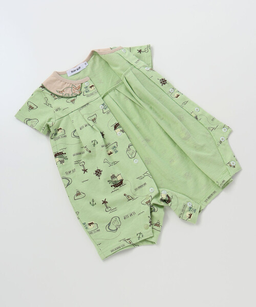 SLAP SLIP BABY(スラップスリップベビー)の「【お揃い】襟モチーフ総柄ロンパースベビー(60~80cm)(ロンパース・キッズ・グリーン系その他/ホワイト系その他・60cm/80cm/70cm)」の8枚目の写真