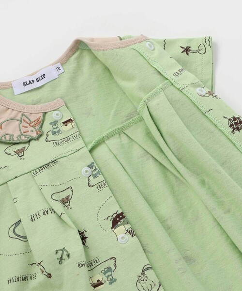 SLAP SLIP BABY(スラップスリップベビー)の「【お揃い】襟モチーフ総柄ロンパースベビー(60~80cm)(ロンパース・キッズ・グリーン系その他/ホワイト系その他・60cm/80cm/70cm)」の9枚目の写真