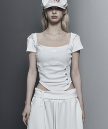 ETRE AU SOMMET | Bust Line Pintuck Detail Top (White)(Tシャツ/カットソー)