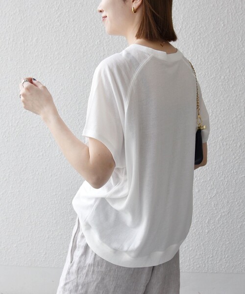 SHIPS any(シップス エニィ)の「SHIPS any:〈洗濯機可能〉シアー 裏毛 ロゴ TEE(Tシャツ/カットソー・レディース・ピンク/チャコールグレー/ホワイト・ONE SIZE)」の8枚目の写真