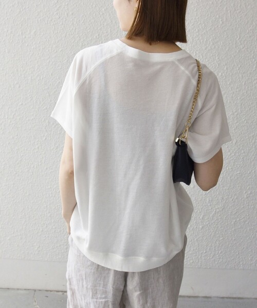 SHIPS any(シップス エニィ)の「SHIPS any:〈洗濯機可能〉シアー 裏毛 ロゴ TEE(Tシャツ/カットソー・レディース・ピンク/チャコールグレー/ホワイト・ONE SIZE)」の9枚目の写真