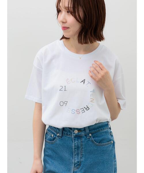 Te chichi(テチチ)の「ラインストーンサークルロゴTシャツ(Tシャツ/カットソー・レディース・チャコールグレー/シルバー/オフホワイト・F)」の16枚目の写真