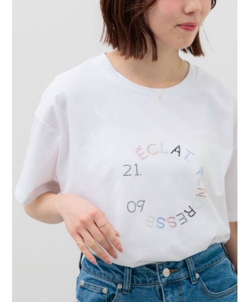 Te chichi(テチチ)の「ラインストーンサークルロゴTシャツ(Tシャツ/カットソー・レディース・チャコールグレー/シルバー/オフホワイト・F)」の2枚目の写真