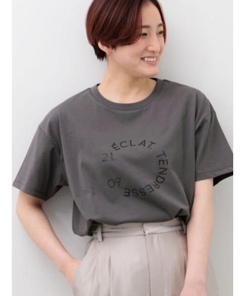 Te chichi(テチチ)の「ラインストーンサークルロゴTシャツ(Tシャツ/カットソー・レディース・チャコールグレー/シルバー/オフホワイト・F)」の3枚目の写真