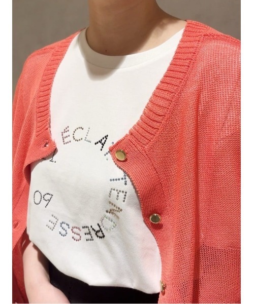 Te chichi(テチチ)の「ラインストーンサークルロゴTシャツ《新色追加》(Tシャツ/カットソー・レディース・チャコールグレー/シルバー/オフホワイト/ブラウン・F)」の5枚目の写真