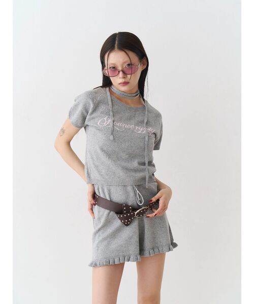 jouetie（ジュエティ）の「コンパクトニットトップス（Tシャツ/カットソー・レディース・ブラック/レッド/グレー・MEDIUM）」の4枚目の写真