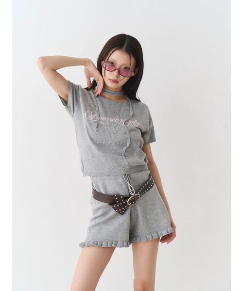 jouetie（ジュエティ）の「コンパクトニットトップス（Tシャツ/カットソー・レディース・ブラック/レッド/グレー・MEDIUM）」の5枚目の写真