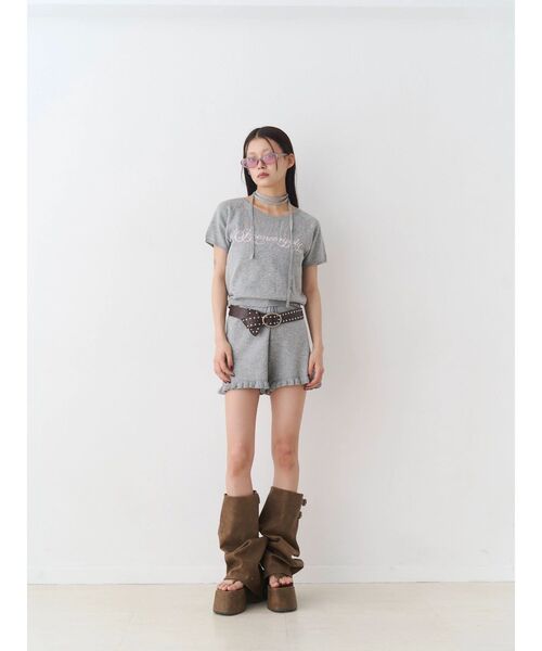 jouetie（ジュエティ）の「コンパクトニットトップス（Tシャツ/カットソー・レディース・ブラック/レッド/グレー・MEDIUM）」の6枚目の写真
