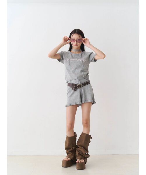 jouetie（ジュエティ）の「コンパクトニットトップス（Tシャツ/カットソー・レディース・ブラック/レッド/グレー・MEDIUM）」の7枚目の写真