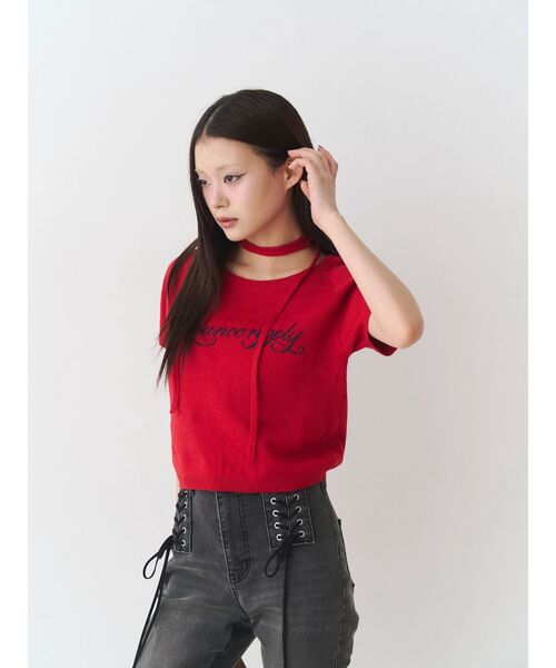 jouetie（ジュエティ）の「コンパクトニットトップス（Tシャツ/カットソー・レディース・ブラック/レッド/グレー・MEDIUM）」の19枚目の写真