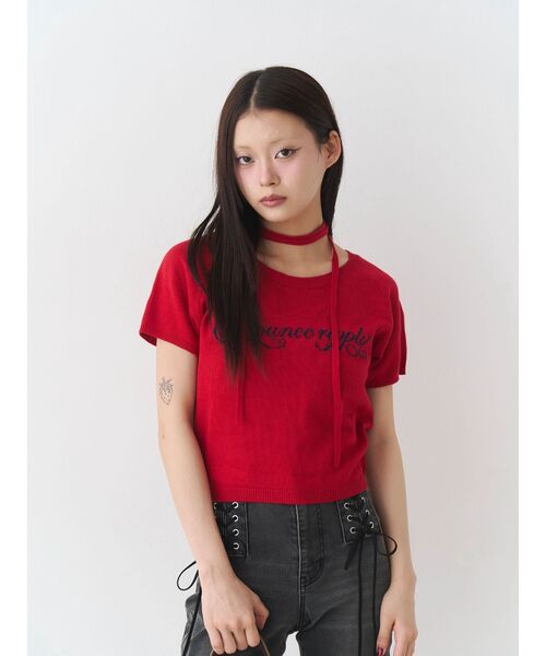 jouetie（ジュエティ）の「コンパクトニットトップス（Tシャツ/カットソー・レディース・ブラック/レッド/グレー・MEDIUM）」の20枚目の写真