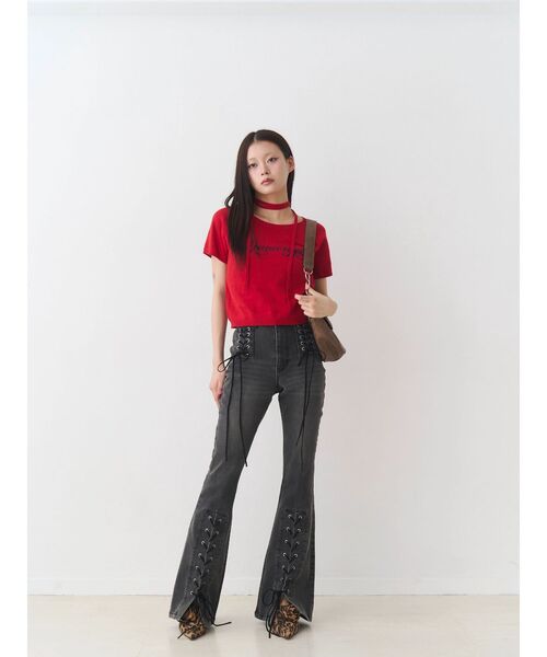 jouetie（ジュエティ）の「コンパクトニットトップス（Tシャツ/カットソー・レディース・ブラック/レッド/グレー・MEDIUM）」の21枚目の写真