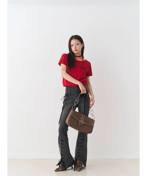 jouetie（ジュエティ）の「コンパクトニットトップス（Tシャツ/カットソー・レディース・ブラック/レッド/グレー・MEDIUM）」の22枚目の写真