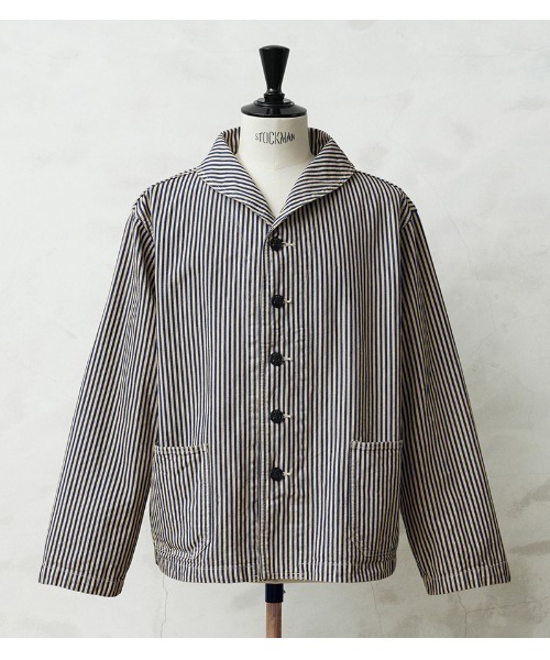WAIPER/USNAVYカバーオール WAIPER.inc 米軍 U.S.NAVY PRISONER ヒッコリーショールカラー