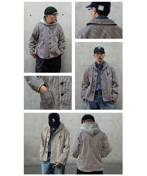 WAIPER.inc(ワイパーインク)の「WAIPER.inc 米軍 U.S.NAVY PRISONER ヒッコリーショールカラージャケット MADE OF“KAIHARA DENIM” VINTAGE WASH【WP1127C】(カバーオール・メンズ・ストライプ・38/40/42)」の19枚目の写真