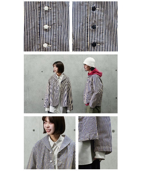 WAIPER.inc(ワイパーインク)の「WAIPER.inc 米軍 U.S.NAVY PRISONER ヒッコリーショールカラージャケット MADE OF“KAIHARA DENIM” VINTAGE WASH【WP1127C】(カバーオール・メンズ・ストライプ・38/40/42)」の20枚目の写真