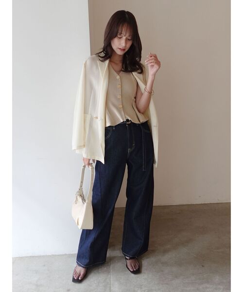 LAGUNAMOON(ラグナムーン)の「ペプラムノースリニットトップス(ニット/セーター・レディース・ブラック/レッド/ベージュ・FREE)」の6枚目の写真