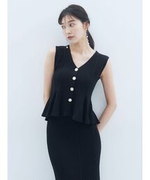 ペプラムノースリニットトップス 【夏服】 【セットアップ対応】