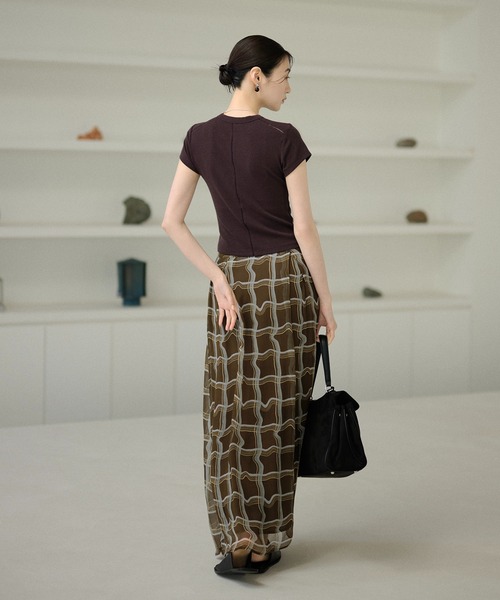 LAULEN（ローレン）の「sheer check long skirt /シアーチェックロングスカート（スカート・レディース・ブラウン・FREE）」の5枚目の写真