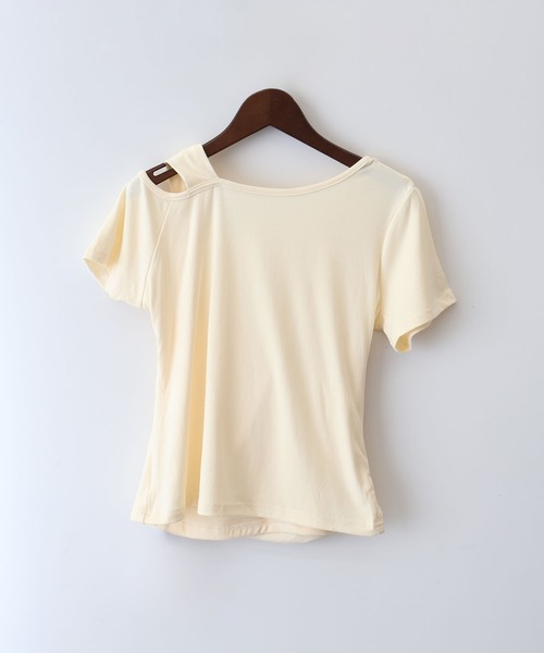 SpRay(スプレイ)の「オフショルドレープショートスリーブトップス(Tシャツ/カットソー・レディース・ブラック/アイボリー/ピンク・FREE)」の13枚目の写真