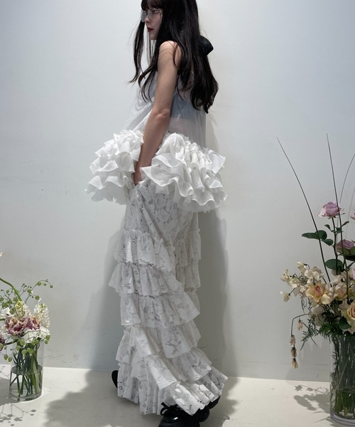 HONEY MI HONEY(ハニーミーハニー)の「lace tiered wide pants(その他パンツ・レディース・ブラック/コーラルピンク/ホワイト・FREE)」の15枚目の写真