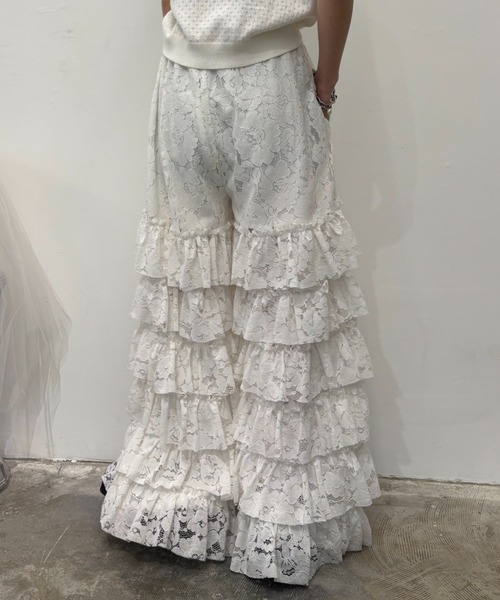 HONEY MI HONEY(ハニーミーハニー)の「lace tiered wide pants(その他パンツ・レディース・ブラック/コーラルピンク/ホワイト・FREE)」の17枚目の写真