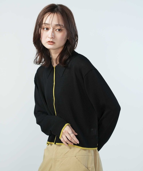 Bulue.(ブルー)の「リネンライク シアーポロカーデ 透け感 ブラック シアーニット サマーニット 紫外線対策 冷房対策 羽織り(カーディガン/ボレロ・レディース・ベージュ/グレー/ブラック/アイボリー・FREE)」の18枚目の写真