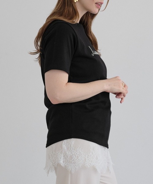 ZAKKA-BOX(ザッカボックス)の「裾レース付きシンプルロゴTシャツ(Tシャツ/カットソー・レディース・ホワイト/ブラック/ラベンダー・FREE)」の19枚目の写真