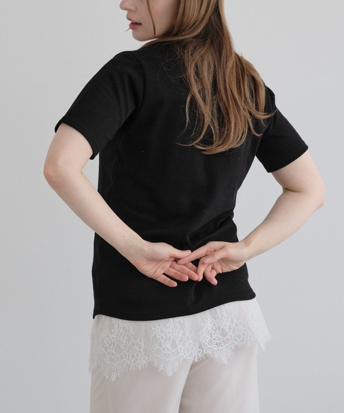 ZAKKA-BOX(ザッカボックス)の「裾レース付きシンプルロゴTシャツ(Tシャツ/カットソー・レディース・ホワイト/ブラック/ラベンダー・FREE)」の18枚目の写真