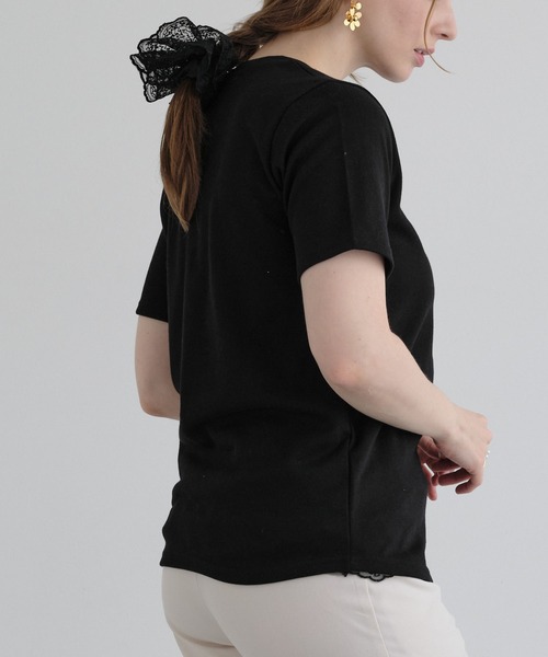 ZAKKA-BOX(ザッカボックス)の「裾レース付きシンプルロゴTシャツ(Tシャツ/カットソー・レディース・ホワイト/ブラック/ラベンダー・FREE)」の15枚目の写真
