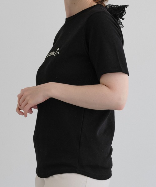 ZAKKA-BOX(ザッカボックス)の「裾レース付きシンプルロゴTシャツ(Tシャツ/カットソー・レディース・ホワイト/ブラック/ラベンダー・FREE)」の16枚目の写真
