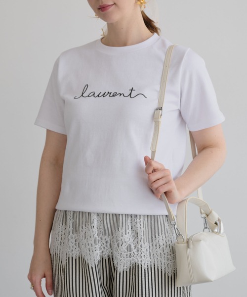ZAKKA-BOX(ザッカボックス)の「裾レース付きシンプルロゴTシャツ(Tシャツ/カットソー・レディース・ホワイト/ブラック/ラベンダー・FREE)」の9枚目の写真