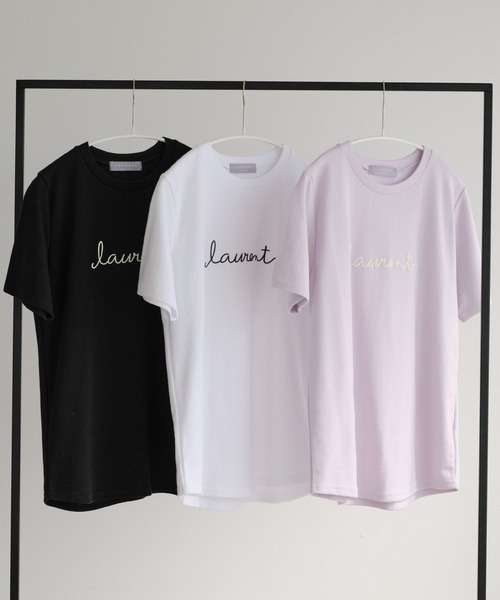 ZAKKA-BOX(ザッカボックス)の「裾レース付きシンプルロゴTシャツ(Tシャツ/カットソー・レディース・ホワイト/ブラック/ラベンダー・FREE)」の6枚目の写真